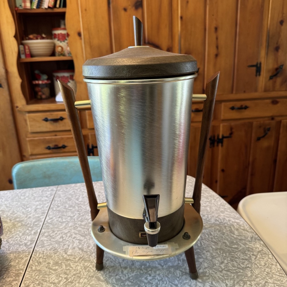 Vintage Coffee MCM Atomic‎ Bullet Space Age Rocket Percolator W/Stand Tricolator